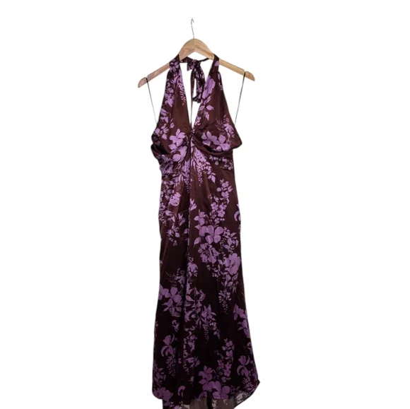 white midi dress halter neck Anabelle Halter Neck Midi Dress - White Floral main image 1